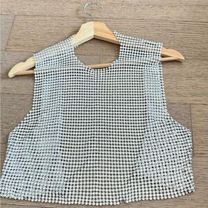 Zara Silver Beaded Crop Top